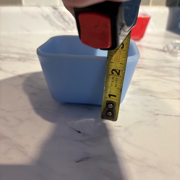 Vintage Pyrex Delphite Blue Fridge Primary Red Fridgie - Picture 16 of 16